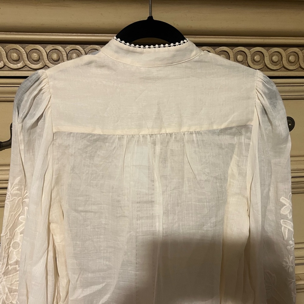 ZIMMERMANN CREAM OTTIE EMBROIDERED BLOUSE AU 1, US 6 Small - Picture 12 of 17